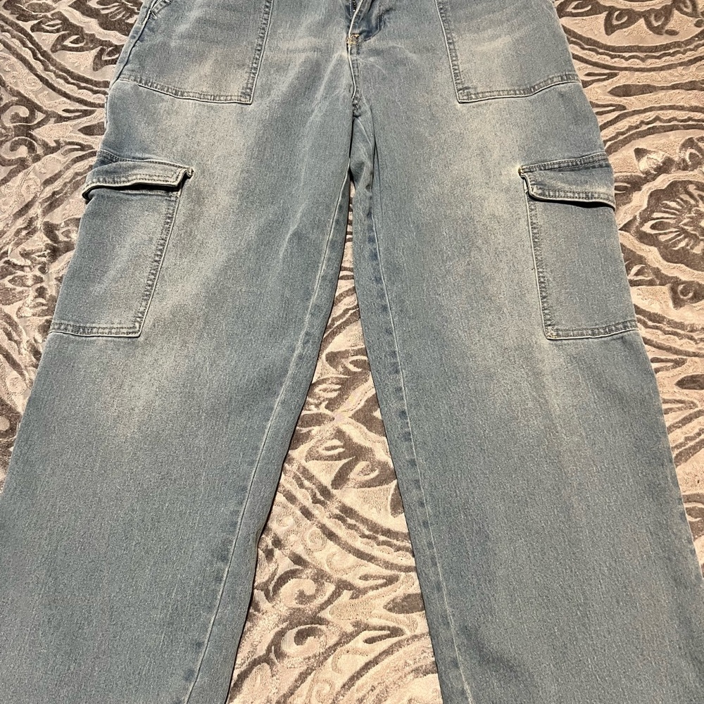 Almost Famous Kids Cargo Jeans - Light Blue